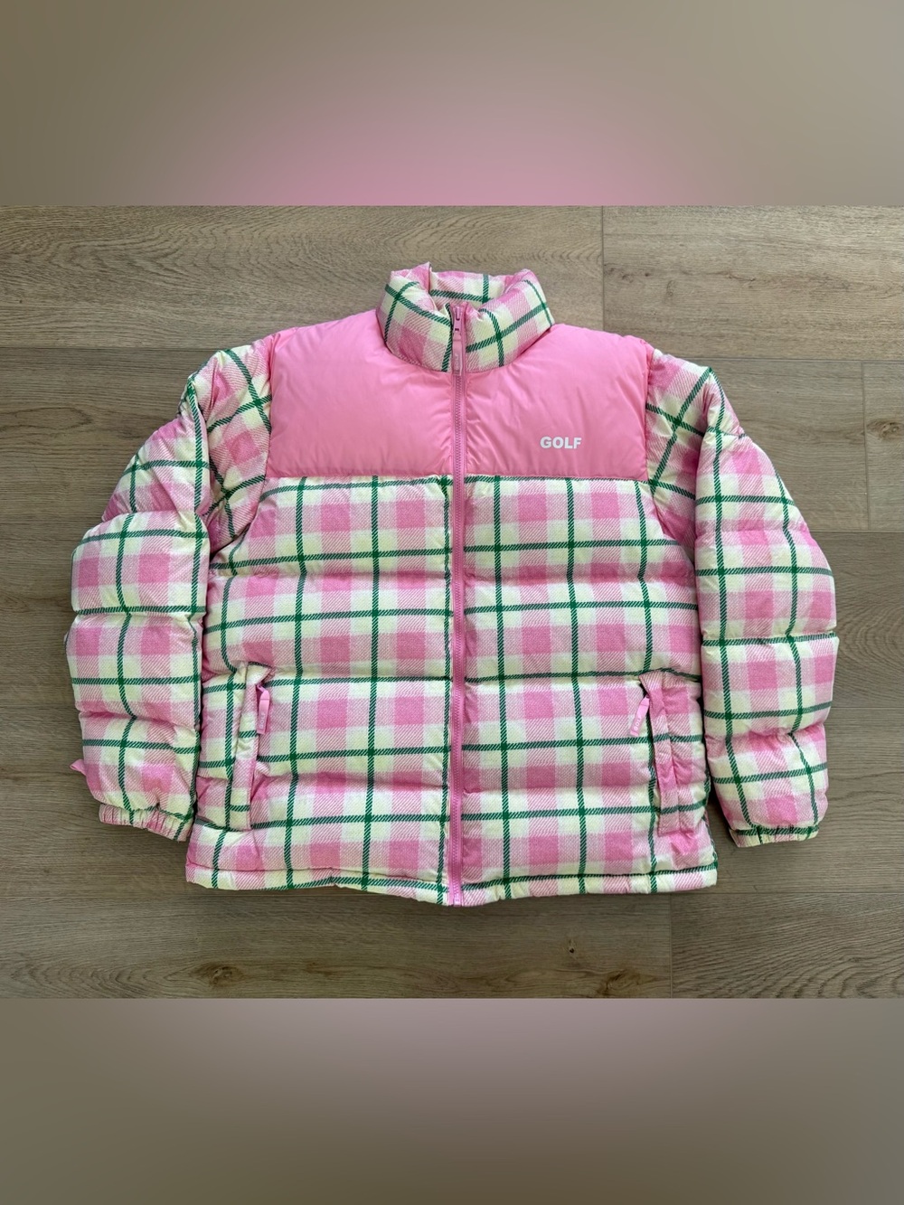 Golf Wang Tyler The Creator Winter 2020 Down Puffer Jacket XL Pink Plaid